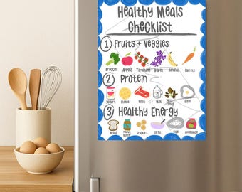 Illustrated Kids' Healthy Meals Checklist: Printable Nutrition Guide (Digital Download)