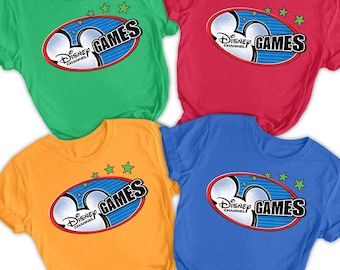 Chemise rétro avec logo jeux Disney Channel, t-shirt assorti Squad classique, t-shirt de jeu Mickey Disney, haut de l'équipe Channel Games, cadeau de famille Disneyland
