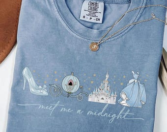Comfort Colors® Meet me at Midnight Shirt, Cinderella Inspired T-Shirt, Disney Girls Trip 2025, Disney Cinderella Shirt, Princess Party Gift
