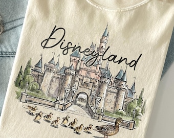 Retro Disneyland Castle-skjorta med ankor, Disney Park unisex grafisk t-shirt med komfortfärger, matchande skjorta för familjesemestern 2026