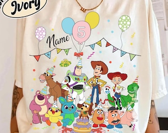 Personalized Name Age Pixar Toy Story Birthday Shirt, Custom Disney Buzz Woody Jessie Birthday Present Gift, Family Disney Birthday Outfits