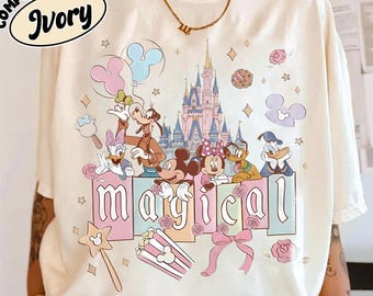 Retro Disney Mickey & Friends comfortkleuren shirt, Disney Magical Pastel Park Snacks shirt, Disneyland Magic shirt, magisch kasteel 2026 Tee