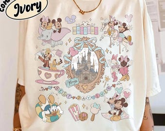 Camiseta retro con lazos de Mickey y Minnie, camiseta de viaje para niñas a Disney World, camisetas a juego de Magic Kingdom Disneyland para mujer, regalo para ella