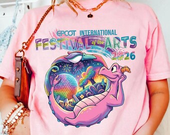 Camiseta retro Figment Dragon, Festival de las Artes de EPCOT 2026, camiseta gráfica unisex de colores cómodos para viajes a los parques de Disney, Disney retro vintage