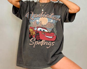 Vintage Radiator Springs Cars Shirt, Lightning McQueen Graphic Tee, Disney Pixar Movie Retro Tee, Gift for Women Men Kids Fans, Cartoon Top