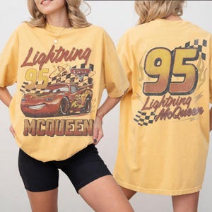 Vintage Disney Cars Lightning McQueen 95 Shirt, Cars Land Radiator Springs Tee, Pixar WDW Disneyland Trip Shirt, Movie Character T-Shirt image 5
