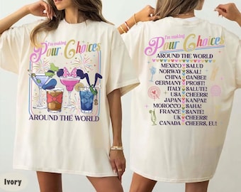 Camiseta retro "Estoy tomando decisiones por todo el mundo", camiseta para beber en Epcot, camiseta del Tour Mundial de Disney Epcot, camiseta divertida de vacaciones familiares en Disney