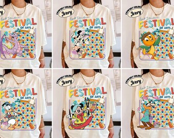 Retro Disney World Epcot International Festival Of Arts Character Shirt, Disney Trip Matching Family Tee, WDW Epcot Figment Orange Bird Tee