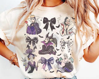 Camiseta de Disney con diseño de coquetas en acuarela, camiseta retro de la Reina Malvada, camiseta de Disney de brujas malas, camiseta a juego de villanos, camiseta gráfica de regalo para un viaje a Disney.