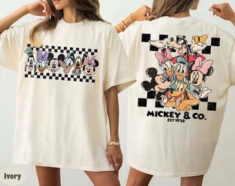 Comfort Colors® Vintage Mickey & Co Est. 1928 Shirt, Two-Sided Retro Disney Friends Tee, Classic Mickey and Friends Shirt, Disney Family Tee