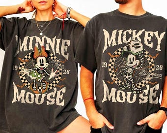 Vintage Mickey Minnie Skeleton Shirt, Comfort Colors Halloween Couple Tee, Retro Nightmare On Main Street, Disneyworld Spooky Season 2026