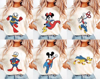 Retro Disney Hydro Heroes Mickey and Friends Super Team Shirt, Disney Cruise Destiny Heroes & Villains Shirt, Disney Cruise Matching Family