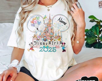 Personalized  Mickey and Friends Disney Trip 2025 Shirt, WDW Disneyland Family Vacation 2025, Disney Girl Trip Shirt, Magic Kingdom Castle