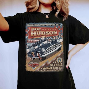 Vintage Pixar Cars Comfort Colors Shirt, Radiator Springs Race Tee, Lightning McQueen Mater Sally Shirt, Disney Cars Family Matching Tee image 3