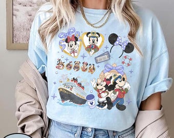 Coquette Bows Disney Cruise Line Shirt, Mickey and Friends Aesthetic Cruise Tee, Cute Girls Trip Shirt, Mickey Minnie Locket Vacation Outfit