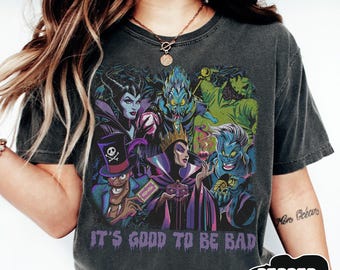 Disney Villains Shirt – It's Good To Be Bad Tee, Halloween Evil Queen Hades Ursula Maleficent Shirt, Spooky Cartoon Graphic Unisex Gift Top
