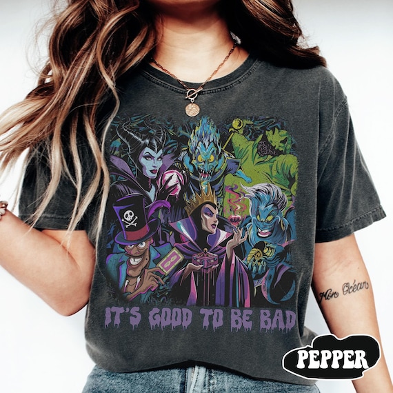 Disney Villains Shirt – It's Good To Be Bad Tee, Halloween Evil Queen Hades Ursula Maleficent Shirt, Spooky Cartoon Graphic Unisex Gift Top