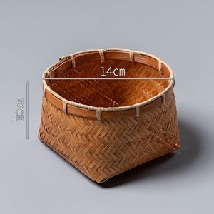 Handcrafted Bamboo Woven Basket • Eco-Friendly Durable Storage Basket • Woven Rattan Tray Basket • Fruit and Food Storage Basket