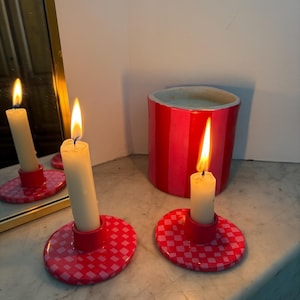 Handmade decorative candle holder, candle holder, candle, tealight holder, gingham candle holder