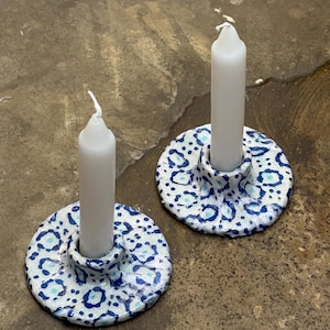 Handmade decorative candle holder, candle holder, candle, tealight holder, blue and white candle holder, toy story candle holder