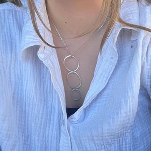 Handmade Sterling Silver Triple Oval Pendant Necklace – Modern Minimalist Statement Jewelry