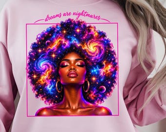Dreams Are Wormholes Black Woman Galaxy Sci-Fi PNG: Galaxy Woman Cosmic Dreams png Sci Fi Space (Digital Download)