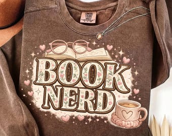 Floral Buch Nerd PNG - Girly Reader Shirt Design (Digitaler Download)