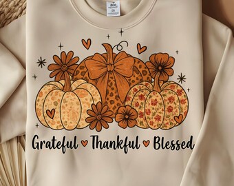 Fall Pumpkin PNG | Leopard & Floral Thanksgiving Design (Digital Download)