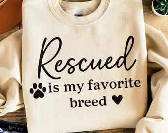Rescued Is My Favorite Breed PNG | Dog Rescue Quote Design | Pet Lover Typography | Sublimation PNG | Transparent Background