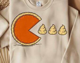 Lustige Erntedank Torte PacMan PNG: Herbst Sublimation Design (Digitaler Download)