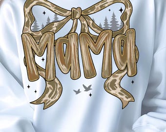 Camo Mama Bow PNG: Woodland Sublimation Design (Digital Download)