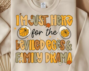 Lustiges Erntedank-T-Shirt Design: Teufelteier & Familiendrama PNG (Digital Download)