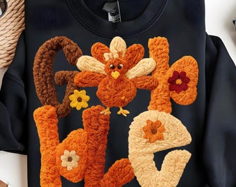 Thanksgiving-Türkei häkeln PNG: Herbst Sublimationsdesign (Digitaler Download)