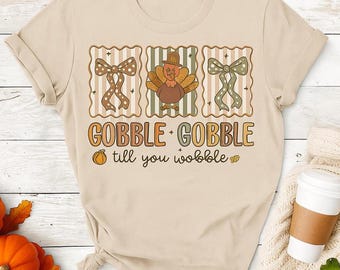 Turkey Thanksgiving PNG | Gobble Till You Wobble Design (Digital Download