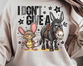 Grappige ezel en muis sarcastische humor png-ontwerp (digitale download)