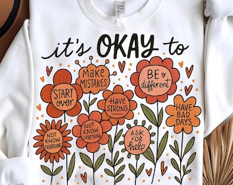 Cita floral inspiradora PNG: Arte de afirmación de salud mental (Descarga digital)