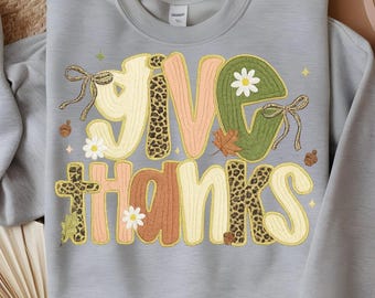 Gib Danke Retro Herbst PNG | Leopardenmuster Thanksgiving Sublimations Design | Gemütlicher Herbst Zitat Clipart