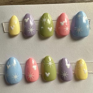Pastel Rainbow Mickey Press On Nails