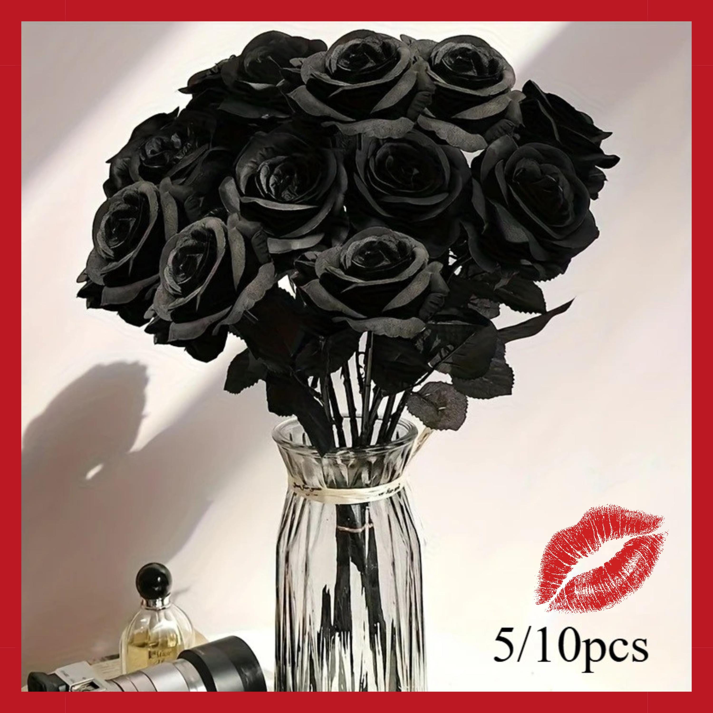 Fake Gothic Roses Gothic Black Rose Bouquet, Artificial Silk Flowers, Halloween Decor - Etsy