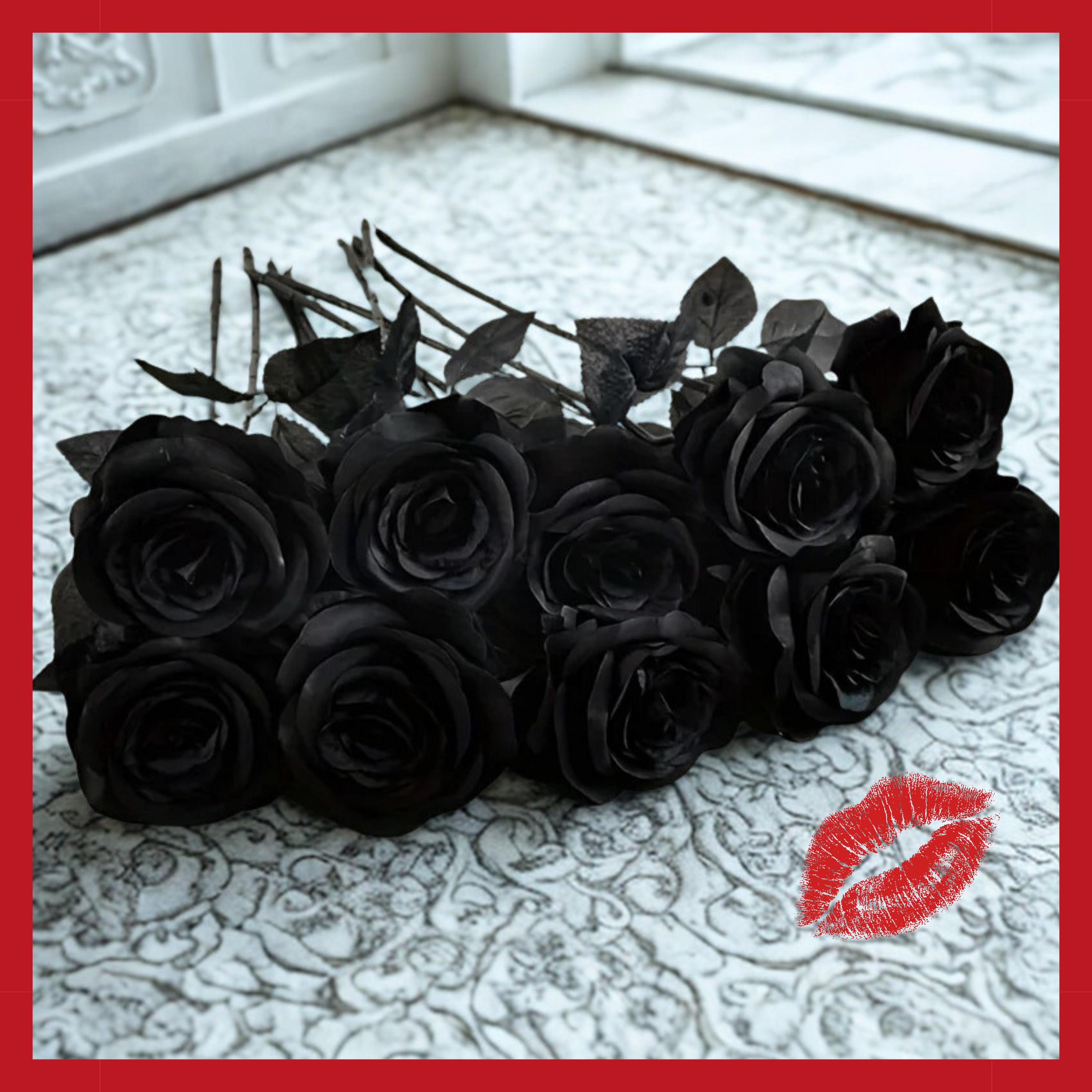 Fake Gothic Roses Gothic Black Rose Bouquet, Artificial Silk Flowers, Halloween Decor - Etsy