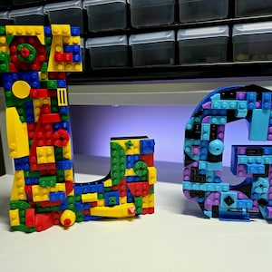 Custom LEGO-Style Brick Letter or Number: Kids&#39; Room Decor 8&quot; or 5.5&quot;