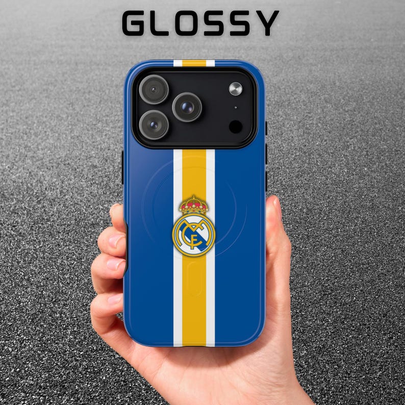 Real Madrid Phone Case Blue, Football Case, Soccer iPhone 17 Case, Samsung S26 Cover, Champions League Winner Case, MagSafe Case, Fan Gift image 1