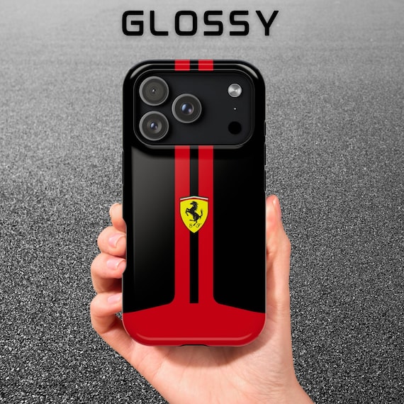 フェラーリ2025をモチーフにしたブラックのスマホケース | MagSafe対応