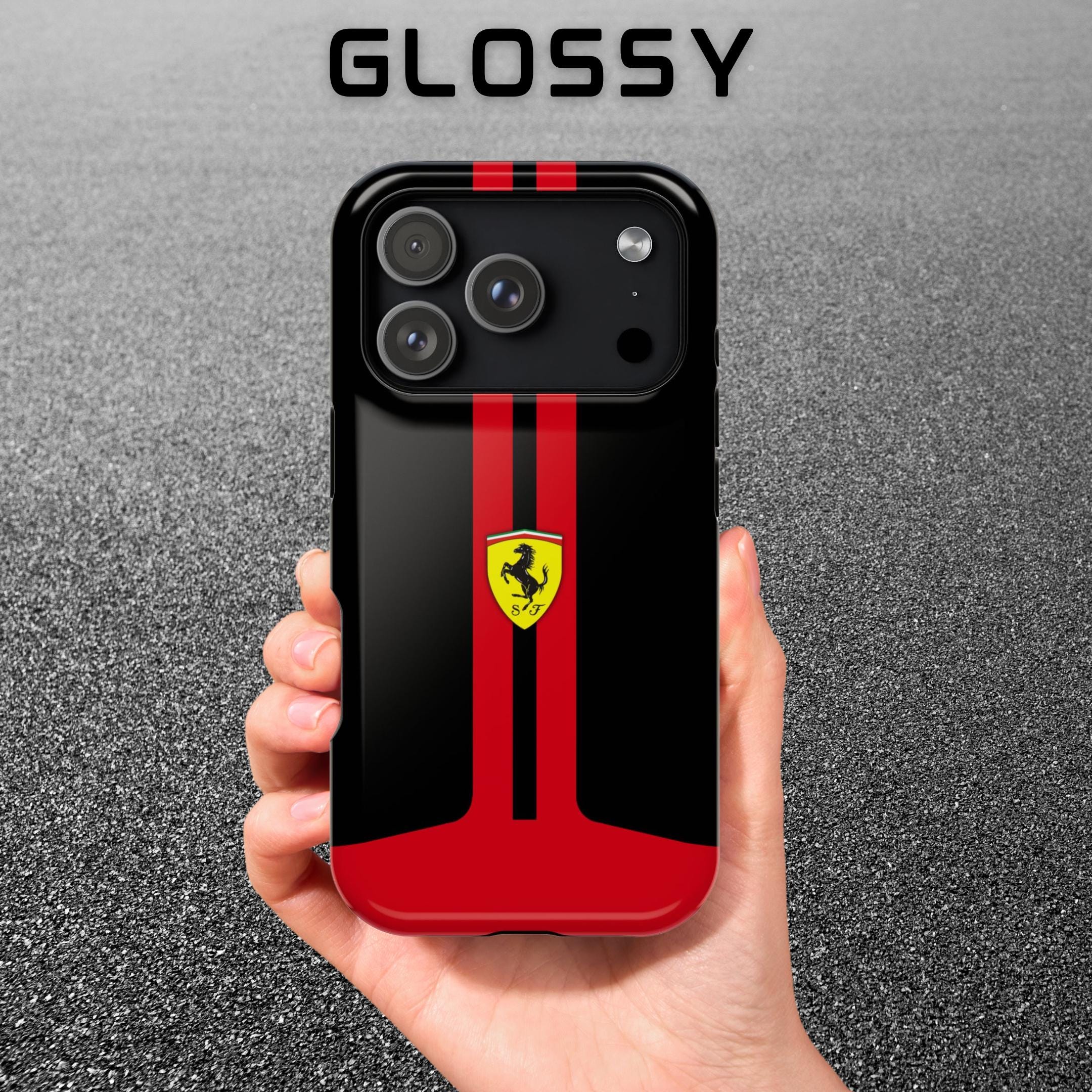 フェラーリ2025をモチーフにしたブラックのスマホケース | MagSafe対応