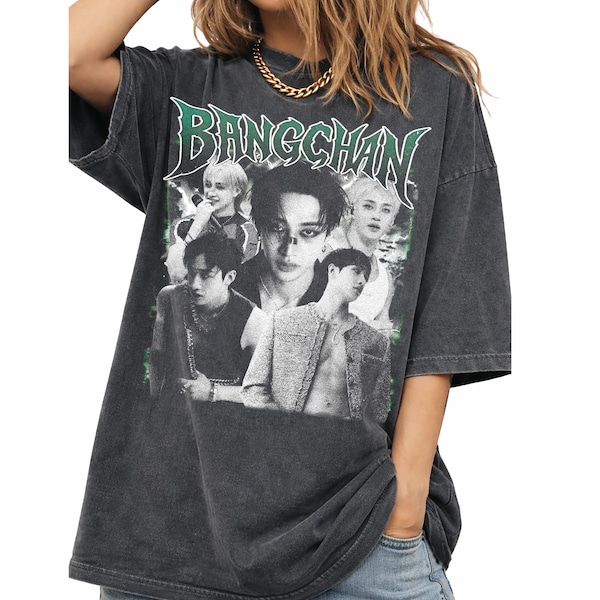 Bang Chan Kpop Vintage Graphic Shirt, Korean Pop Group Fan Unisex Streetwear