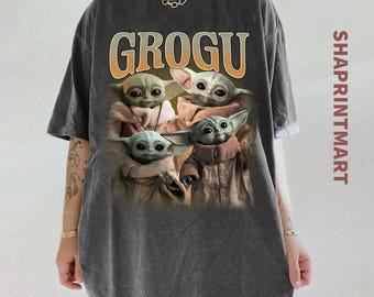 Maglietta retrò Grogu Bootleg, maglietta unisex Comfort Colors