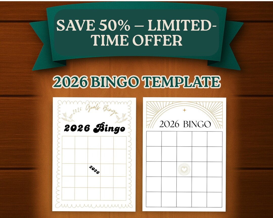 2026 Bingo Template Printable | Planner & Journal Title Page Insert (A5 ...