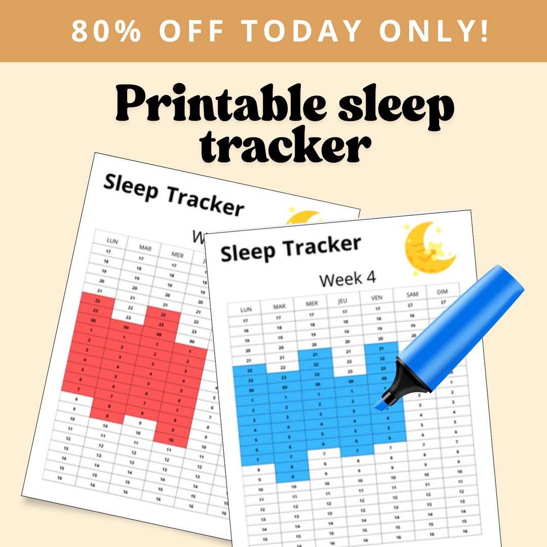 Printable Sleep Tracker PDF | 4-week 24hr Cycle Journal A4 A5 US Letter ...