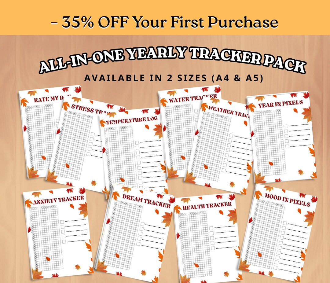 Ultimate Yearly Trackers Bundle | Digital Journal Pages Printable ...