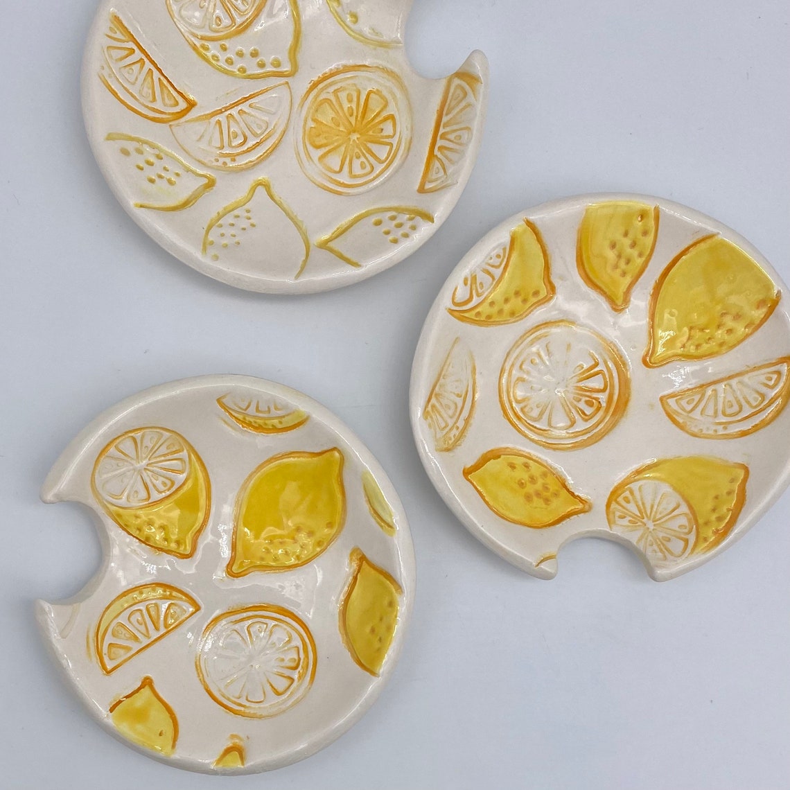 Lemon Handmade spoon rest kitchen tea pottery ceramic citrus Etsy